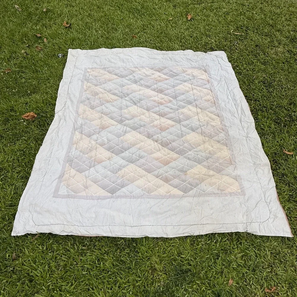 Vintage Neutral Quilt Full/Queen Size Geometric‎ Bedspread Coverlet